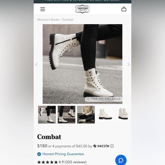 NWT Thursday Boot Company White Combat Boots - Picture 10 of 10